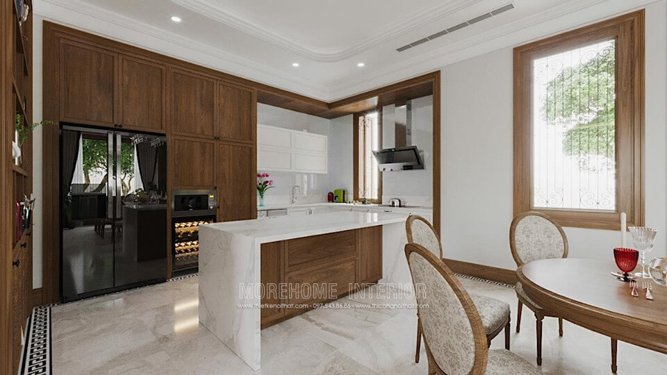 Mẫu thiết kế nội thất phòng bếp hiện đại đẹp cho nhà biệt thự Thiết kế nhà bếp tiện nghi sang trọng